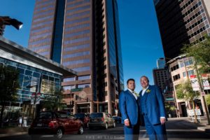 gay couple photographed at The Croft in downtown Phoenix by gay wedding photographers, The R2 Studio.