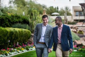 surprise proposal and engagement session in scottsdale at the JW marriott by The R2 Studio. We specialize in photographing same sex couples and making them feel fabulous.